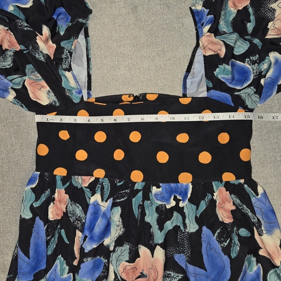 ​Capulet Mixed Print Maxi Dress Floral Polka Dot Tiered Puff Sleeve Size XS - Picture 13 of 16